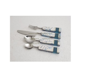 Juego de cubiertos de acero inoxidable con mango de resina, precio al por mayor, juego de cubiertos pulidos con espejo, juego de cubiertos de cocina, vajilla - Product Image 1