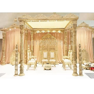 Prestigious Wedding Wooden Carved Mandap Set <b>UK</b> Hindu Wedding Maharaja Wooden Mandap Decor Luxurious Wedding Floral Mandap USA - Product Image 2