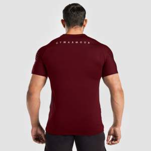 Legacy <b>100</b>% <b>Polyester</b> Knitted Gym Workout Tee in Maroon Dry-Fit & Breathable Fabric Solid Color Printed T-<b>Shirts</b> for Exercise - Product Image 2
