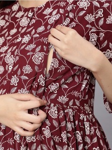 Nouvel arrivage de vêtements d'allaitement Grossesse Vêtements d'été d'allaitement Vêtements Robe de maternité en coton Robe à fermeture éclair une ligne Confortable - Product Image 3