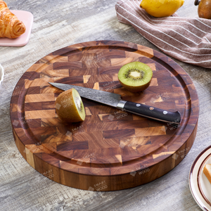 Planche à découper en bois d'acacia rond de taille personnalisée en gros, directement de l'usine - Product Image 2