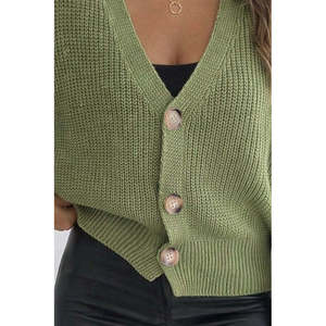Blusa de punto con botones y manga larga para mujer, 30901 - Product Image 2