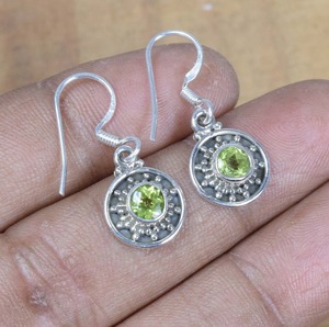 Pendientes de piedras preciosas de peridoto para niñas, moda Simple 925, pendientes de plata de ley sólida para mujeres y niñas, pendientes, joyería de plata - Product Image 5