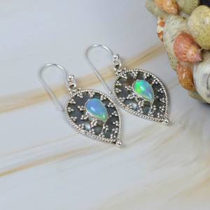 Nouveautés tendance : Boucles d'oreilles pendantes en argent sterling 925 massif avec opale naturelle éthiopienne, cadeau de mariage pour femme, prix bas - Product Image 2