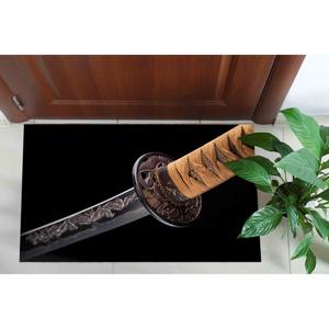 Tapis Sabre Samouraï - Petit Tapis Décoratif Moderne Noir à Motif Lame de Katana, Tapis Fin Non Tissé pour la Décoration Intérieure - Product Image 5