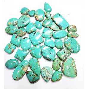 37 ชิ้นธรรมชาติArizona Turquoise 18 มม.ถึง 32 มม.รูปไข่PearเบาะแฟนซีCabochon 604 กะรัตLot IrocขายหลวมอัญมณีCab