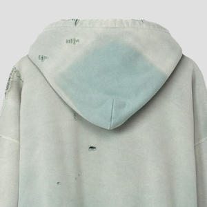 Venta al por mayor de gran tamaño Streetwear algodón poliéster hecho hombres Sun Faded Hoodie secado rápido cómodo ácido lavado sudaderas con capucha para hombres - Product Image 5