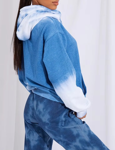 Sudadera Azul con Mangas Raglán para Mujer, Venta al por Mayor, Logotipo Personalizado, Sudadera con Capucha Azul Lavada al Ácido para Hombre y Mujer, Sudaderas con Capucha Lavadas al Ácido - Product Image 4
