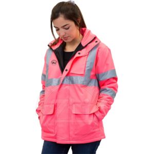 Chaqueta y Pantalones de Seguridad Reflectantes de Forro Polar de Algodón Impermeable ANSI Clase 1 con Luz LED Intermitente, Logotipo Personalizado, Ropa de Trabajo de Invierno - Product Image 3