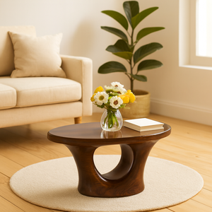 Mesa de Centro Escultural de Madera Natural con Borde Vivo, Estilo Europeo Sólido, Hecha a Mano, Moderna, Tamaño Personalizado - Product Image 1