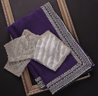 2024 nouveau concepteur tendance lourd Georgette Saree pour dames Look riche fantaisie fête porter moderne indien ethnique tenue pour mariage