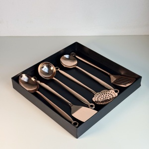 Ensemble de 6 cuillères à café en acier inoxydable avec finition cuivrée, à long manche, pour les fêtes, écologiques, très vendues - Product Image 5