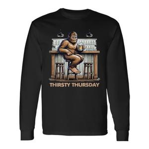 Camiseta de manga larga Thirsty Thursday Bigfoot At Bar Drinking Beer - Product Image 1