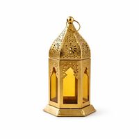 Lanterne de Ramadan en métal doré de luxe avec dessus en forme de croissant, lumière de bougie chaude, décoration islamique élégante, cadeau parfait pour la maison festive