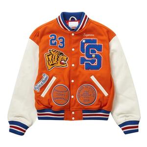 Streetwear Wool Varsity Jacket Trendy Retro Letterman Jacket avec manches et col contrastés - Product Image 1