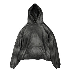Sweat-shirt à capuche noir surdimensionné personnalisé, streetwear, en coton molletonné, fournisseur OEM ODM, vente en gros - Product Image 1