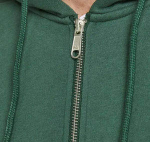 Sudadera con capucha y doble cremallera de algodón de alta calidad con logotipo personalizado, ropa de calle de peso pesado, sudadera recortada con cremallera, fabricante - Product Image 5