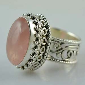 Boho January Birthstone <b>Ring</b> Handmade 925 Sterling Silver with Rose Quartz Oval <b>Crystal</b> Perfect Birthday Gift for Her - Product Image 3