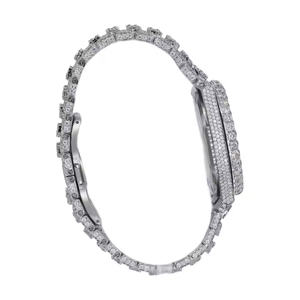 Montre pour homme de luxe royale à mouvement quartz avec lunette sertie de diamants Moissanite, montre analogique en acier inoxydable de qualité supérieure pour cadres - Product Image 3