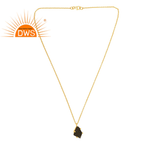 Dernières tendances en argent sterling 925 plaqué or 18 carats collier pendentif en pierre précieuse moldavite brute Demi bijoux fins pour femmes - Product Image 4