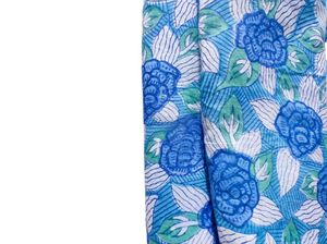 Blue Rose Floral Quilting Hand Block Print Cotton Fabric for Sewing Kid's Dresses Loose Craft & Handmade Yard Throw - Product Image 4