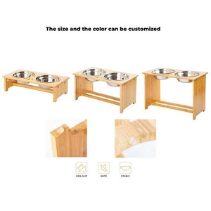 ชามอาหารสัตว์เลี้ยงแบบปรับได้ไม้ไผ่ยกระดับอาหารสุนัขเลี้ยงชามอาหารสัตว์เลี้ยงแบบยกได้ - Product Image 2