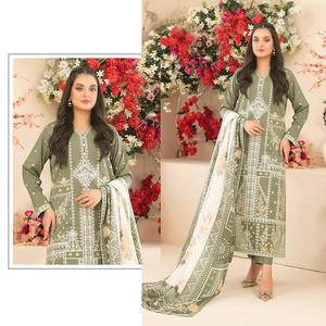 Traje Pakistaní de Algodón Cambray Puro con Bordado de Lentejuelas de 3mm y Trabajo Multihilo con Salwar Kameez Hecho a Mano - Product Image 1