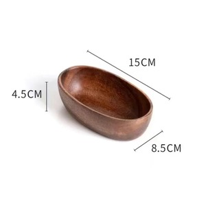 Bol et assiette à salade en bois personnalisables, plat en bois d'acacia en forme de bateau pour servir des fruits secs, mini plat à pâte, outils à salade - Product Image 6