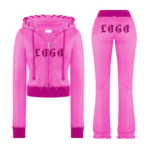 Ensemble de tissu gaufré en molleton uni respirant et décontracté pour femmes, sweat à capuche en coton long, pantalon de survêtement, survêtement de jogging, personnalisé unisexe - Product Image 3