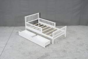 <b>Twin</b> <b>Bed</b> <b>Frame</b> with Built-In Storage Drawers Sturdy Wooden Construction for Children's Bedroom Dorm Room Space-Saving Design - Product Image 5