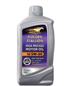 Lubricante Automotriz Antidesgaste Golden Stallion, Mezcla Sintética, Alto Kilometraje, Aceite de Motor SAE 5W-20, Paquete de 6, 1 Cuarto de Galón - Product Image 1