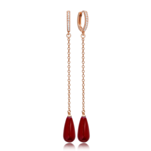 <b>Drop</b> Design Red Color Mallorca <b>Pearl</b> Long <b>Earrings</b> Turkish Wholesale Handmade Fine Jewelry for Women - Product Image 3