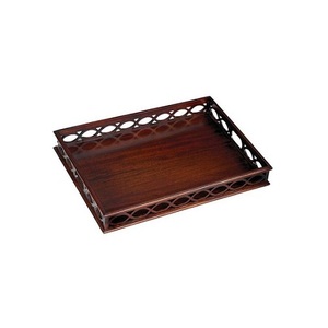Handmade Wood Food Serving Tray With Metal Handles Advantageous Design Brown Color <b>Chocolates</b> Dessert Tray - Product Image 2