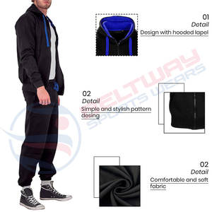 Trajes de chándal en blanco de etiqueta privada OEM, jersey con cremallera de 1/4 cuartos, conjunto de pantalones de chándal, trajes 2024, conjunto de chándales nuevos, Jogger - Product Image 2