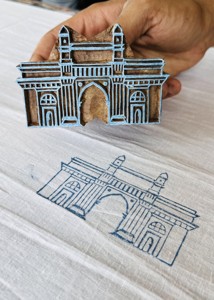 <b>Hand</b>-Carved Gateway of India Teak Wood Printing Block | Gateway of India Mumbai <b>Stamp</b> | Indian Rosewood, Indian Textile Print - Product Image 3