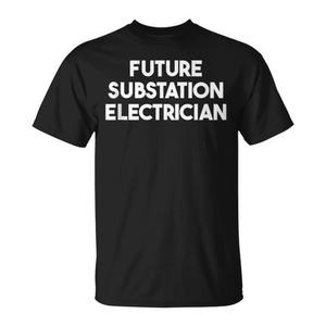 T-shirt da elettricista per la futura sottostazione, nera, per adulti, unisex - Product Image 1