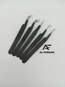 Pinces à cils AL-FARDAN Instruments, couleur noir mat, pour extensions de cils, motif cœur diamant, pointe pointue 45 90, pinces à cils. - Product Image 2