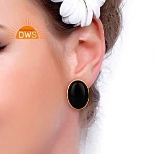 Hot Selling Sterling Silver Natural Black Onyx Gemstone <b>Stud</b> <b>Earring</b> Custom Jewelry Manufacturer - Product Image 3