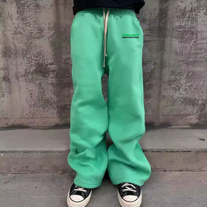 Customized Men Casual Mid Heavy Cotton Woolen Flare Pants High Quality Regular Fit Heavy Weight <b>Trousers</b> - Product Image 1
