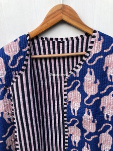 Chaqueta Kimono Acolchada Boho Hecha a Mano, Abrigo con Estampado de Bloques para Mujer, Mercado Mayorista al Mejor Precio - Product Image 2