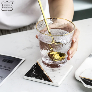 Customizable Classic Style Ceramic Marble Coaster Set Combined <b>Wooden</b> <b>Square</b> Coaster with Marble Finish Customizable Size - Product Image 4