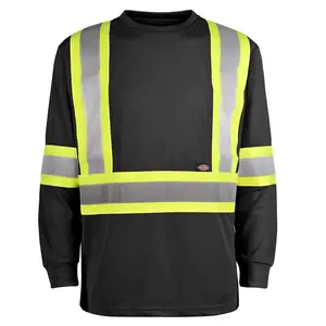 작업복 높은 가시성 긴 소매 티셔츠 블랙 유니폼 반사 착용