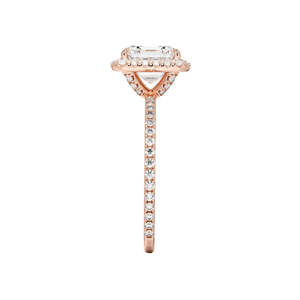 Bague en Moissanite 2 carats taille Asscher avec halo caché en or rose - Product Image 3