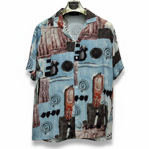 Chemise à manches courtes pour homme à motif floral, coupe décontractée, tissu satiné léger, design élégant pour l'été, tenue décontractée, tenue de vacances - Product Image 4