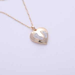 IGI Certified Lab Grown Diamond <b>Baby</b> Footprint Heart Pendant in 9K Yellow / White & Rose Gold Mother & <b>Baby</b> Sentimental Pendant - Product Image 3