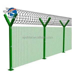 易于组装的绿色粉末涂层358围栏防攀爬358围栏带铁丝网安全防切割监狱358围栏