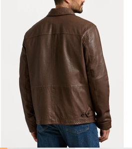 Chaqueta de cuero de napa de oveja auténtica 2024 para hombre, chaqueta cómoda a prueba de viento - Product Image 2