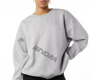 เสื้อมีฮู้ดผ้าฟลีซสตรีทแวร์ผ้าคอตตอนโอเวอร์ไซส์พิมพ์ลายเสื้อฮู้ดผ้าถักสำหรับผู้หญิง - Product Image 4