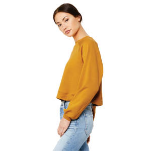 Airlume-Jersey de algodón peinado con manga raglán para mujer, forro polar de poliéster, brezo, Mustard, 52%, 48% - Product Image 2