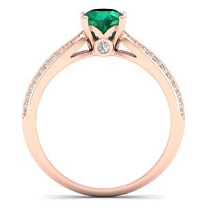 Anillo de Esmeralda de Corte Brillante Redondo de 0.75 Quilates, Precio de Fábrica REYES, en Oro Sólido de 14K, Joyería de Boda con Moissanita - Product Image 4